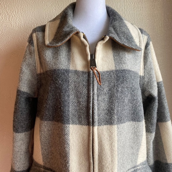 Woolrich Giant Buffalo Wool Coat in grey and ivory Size M - Picture 4 of 14
